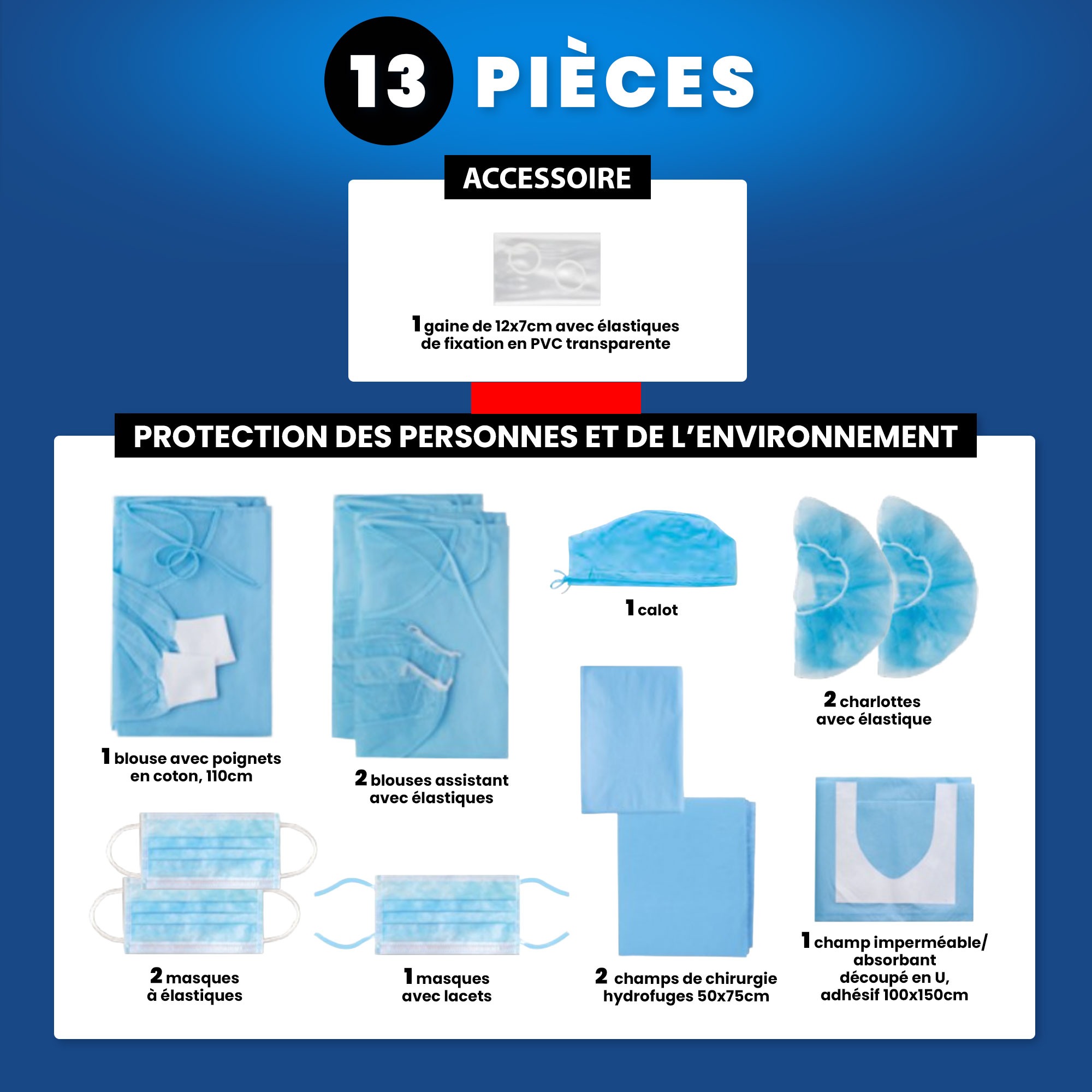 Set stérile d'Implantologie économique Essential - 13 pièces   